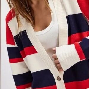 Free People Striped Red, White, and Blue Cardigan